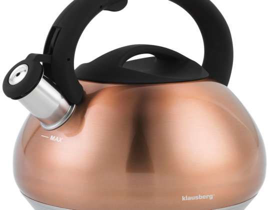 KLAUSBERG KB-7385 Whistling Kettle 2.7L - Premium Stainless Steel for All Heat Sources