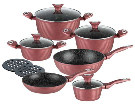 KLAUSBERG KB-7423 12-Piece Premium Forged Cookware Set | Marble Coated Pots and Pans