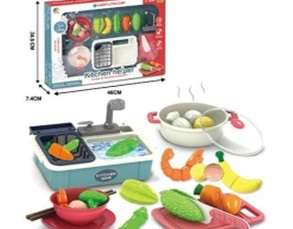 Velcro Slicing Vegetables Kids Kitchen Sink With Accessories