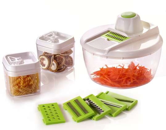 Herzberg HG 8032: Vegetable Slicer with Bowl and Storage Container Set