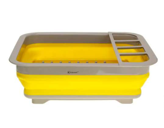 Kassel 93709 Prateleira dobrável para secadora/secadora de pratos em amarelo vibrante - Solução de cozinha que economiza espaço
