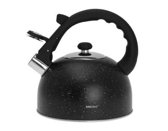 Kinghoff KH-1406 Black-Marble Whistling Kettle 2.6L - High-Quality Stainless Steel