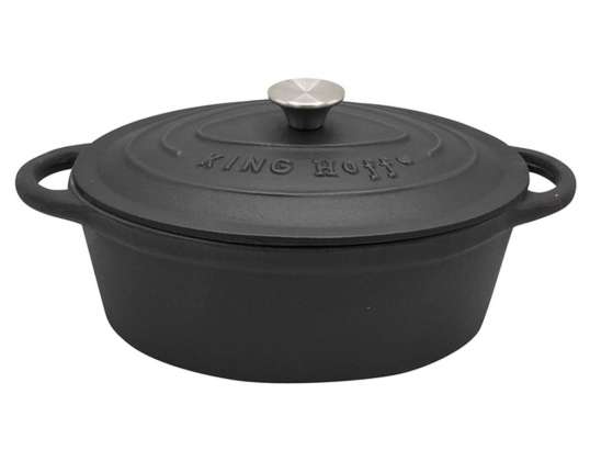 Kinghoff Cast Iron Roaster | Black | 29x21.5x10.7cm | 4.5L Capacity for Wholesalers