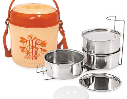 Kinghoff Triple Set Food Thermos - 0.3L Each, Stainless Steel &amp; Double-Walled Design