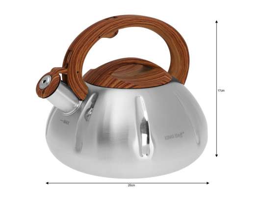 WHISTLING KETTLE PUMPKIN SHAPE SATIN WITH WOODEN HANDLE 3L