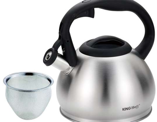 1.2L Kinghoff Teapot with Built-in Strainer - High-Quality Stainless Steel, Ideal for All Heat Sources, Including Induction