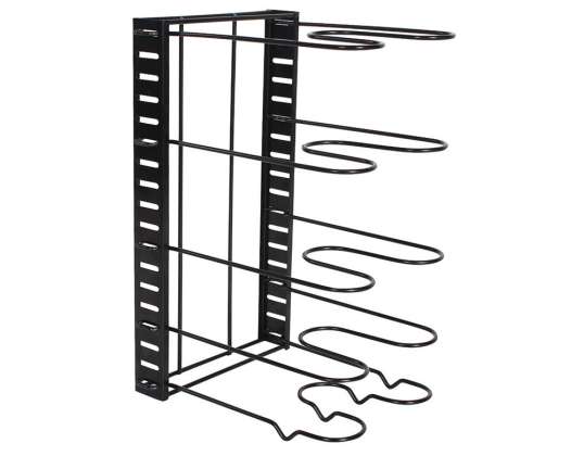 Kinghoff černý kuchyňský organizér pro skladování pánví, hrnců a pokliček - 25,5 x 20,5 x 38 cm, 5patrový nastavitelný stojan