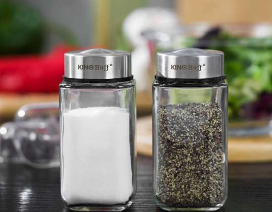 Salt and pepper shaker set, metal glass KINGHoff KH-1643
