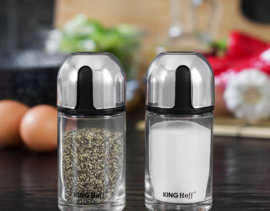 Комплект шейкър за сол и черен пипер, метално стъкло KINGHoff KH-1644