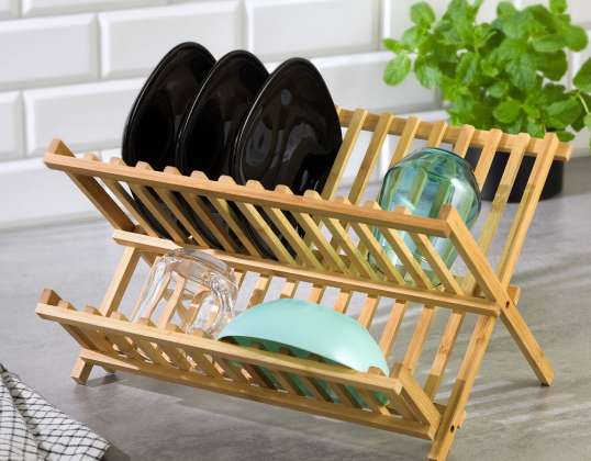 Skládací bambusový stojan na nádobí Kinghoff