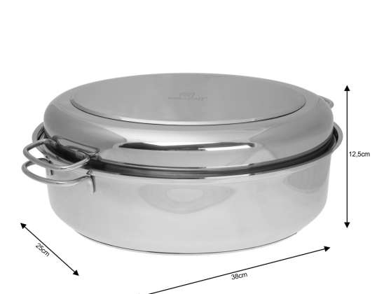 Kinghoff Oval Roaster with Steam Insert &amp; Stainless Steel Base - 38x25x12.5cm 7.9L