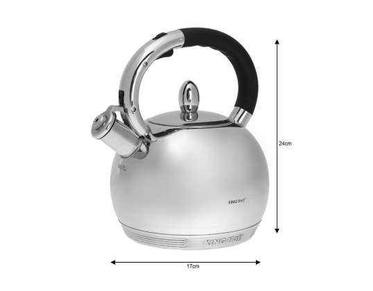 Whistling Kettle, traditional, steel, 3l Kinghoff