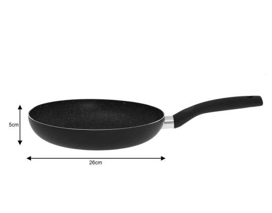 Kinghoff Marble Black Frying Pan | Durable &amp; Dishwasher-Safe | Ø26cm x 5cm Size