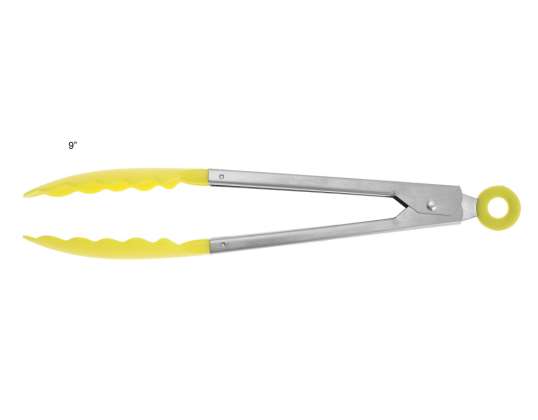 Professional Steel-Nylon Cooking Tongs, 9-inch by Kinghoff - Essential Kitchen Utensil