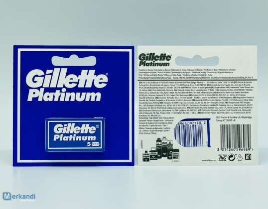 GILLETTE PLATINUM DOUBLE EDGE RAZOR BLADES 5 PIECES