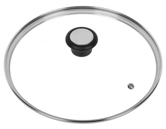 Kinghoff Kastrulllock i härdat glas, ventilationshålsdesign, grossist - Diameter 24 cm