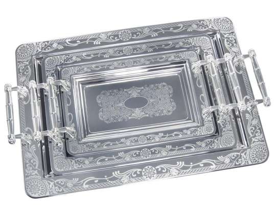 Steel tray, 3 piece set Kinghoff