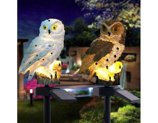 Lampe de jardin LED SOLAR OWL avec capteur crépusculaire  DEUX COULEUR