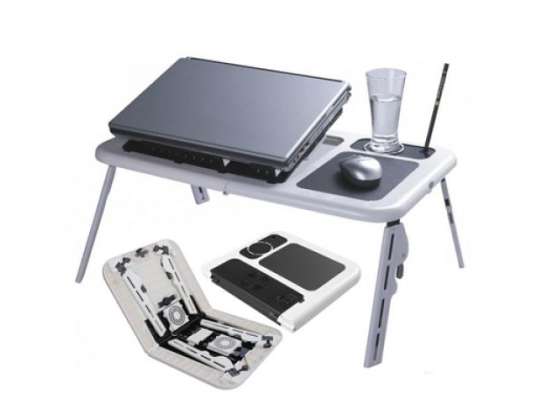 Tavolo portatile multifunzionale per letto da colazione con ventole di raffreddamento e gambe regolabili