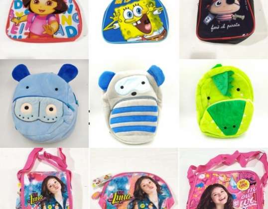 Variety of school backpacks for infants and babies in an assorted batch with character themes