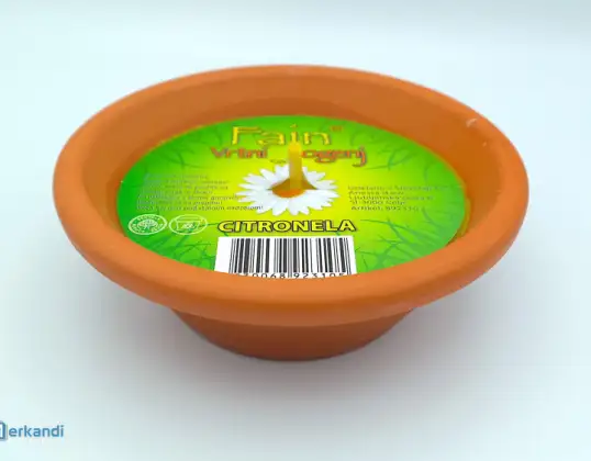 Citronella candle in terracotta bowl, 13 cm diameter, original