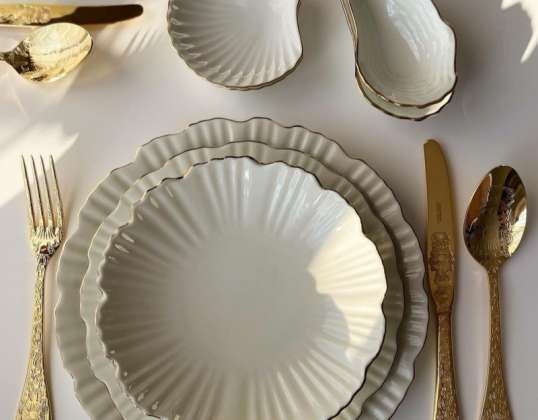 Platos H&M de porcelana blanca/dorada