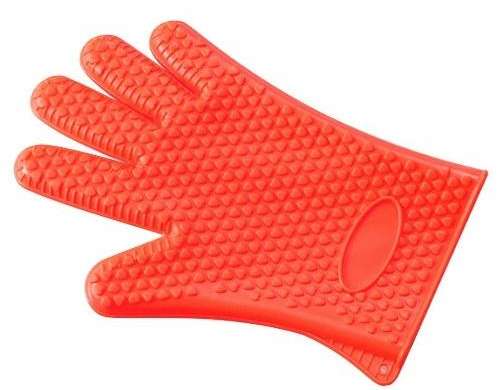 Red thermal silicone oven mitt