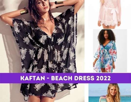 Kaftan strandklänningar batch sortiment sommaren 2022 - olika modeller och storlekar