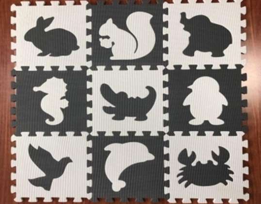 Foam puzzle mat for children 9 pieces gray ecru 85cm x 85cm x 1cm