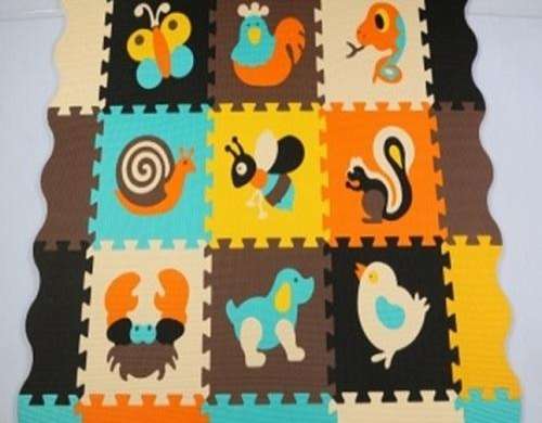 Educational foam animal puzzle mat, colorful, 114 x 114 s, 1 cm, 25 elements