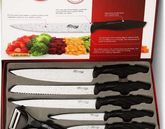 Switzner Knife Set - Ceramic Non Stick Coating - 6 pieces 10,000 PCS