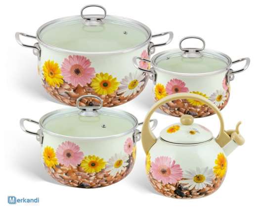 EB-1837 Edënbërg Enamel Line - Ensemble de casseroles en émail de