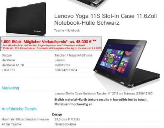 LENOVO Posten mit über 8400 Teilen - Verkaufspreis bis zu 150.000 Euro