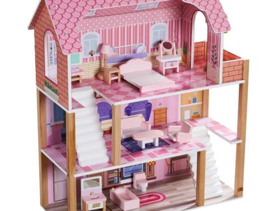 Pink wooden dollhouse LULILO Tulipo 70cm