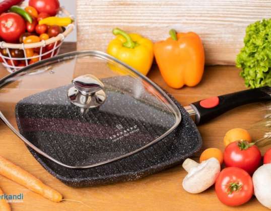 EB-8130 Edënberg Black Line - Ceramic Grill Pan With Lid - 28x28 cm