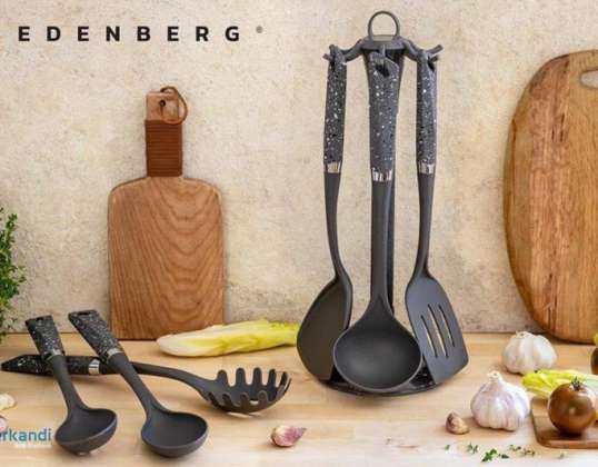 EB-7797 Edënbërg Grey Line - Kitchenware & Rack - Σετ 7 τεμαχίων