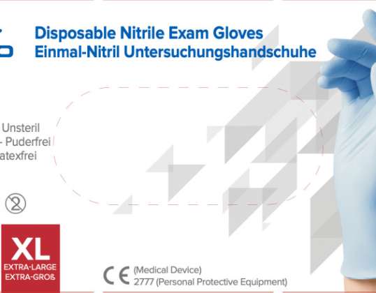 Disposable Nitrile Exam Gloves in different sizes - S/M/L/XL