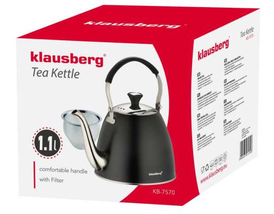 Premium-Teekessel aus Edelstahl mit Filter, 1 l Fassungsvermögen für Induktion und alle Wärmequellen - KB-7570