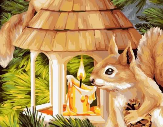 Ζωγραφική με αριθμούς - Wizardi - Squirrel brothers 40x50 cm L035