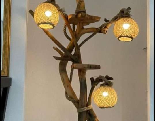 Stehlampen aus Treibholz und Epoxidtische