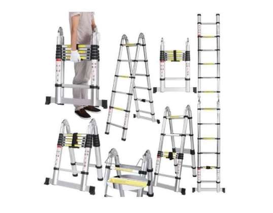 KraftMuller 3.8M Foldable Aluminum Telescopic Ladder - Versatile and Safe Use