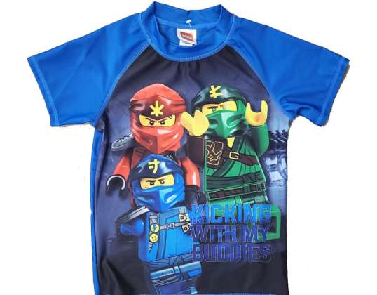 Blue Lego Ninjago UV swim shirts for kids