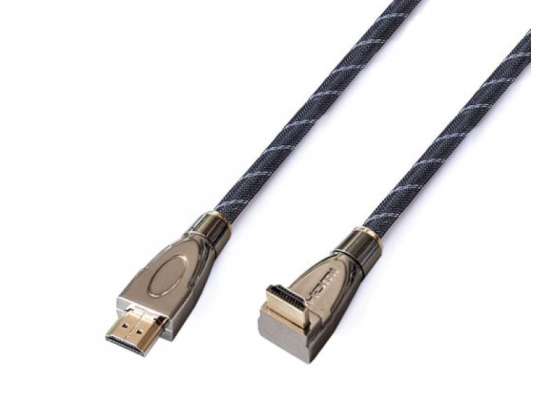 Reekin HDMI Kabel   3 0 Meter   FULL HD Metal Plug 90 Grad  Hi Speed w. Ether.