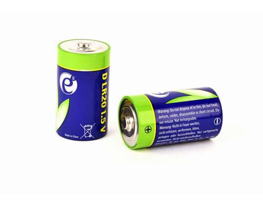 Batería alcalina de celda D EnerGenie, paquete de 2 EG-BA-LR20-01