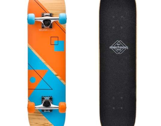 Meteor skateboard houten oranje en blauw 22676 22676