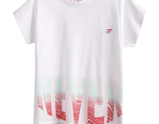 T-shirt para meninas 4F branco HJL21 JTSD006 10S HJL21 JTSD006 10S