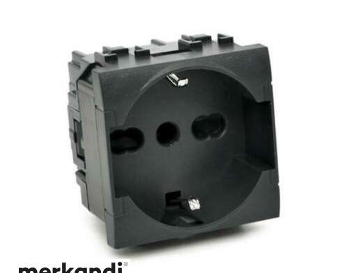 Universal schuko socket 16A-250V svart kompatibel Living International