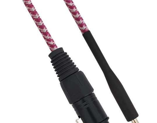 Cablu XLR mamă la jack 6,35 tată 1,5 metri Mono-Alb / Fuchsia