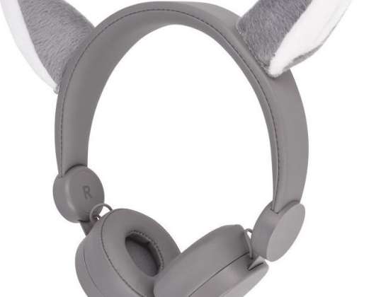 Headphones for children double jack 3.5mm with removable wolf ears