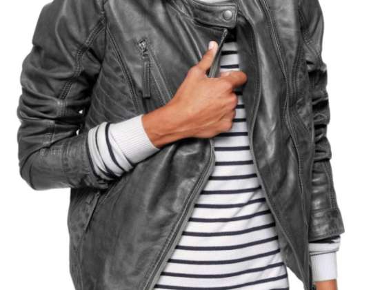 Veste en cuir femme AJC • veste de motard gris • SEULEMENT 28,00 € • (prix public conseillé : 199,99 €)!!